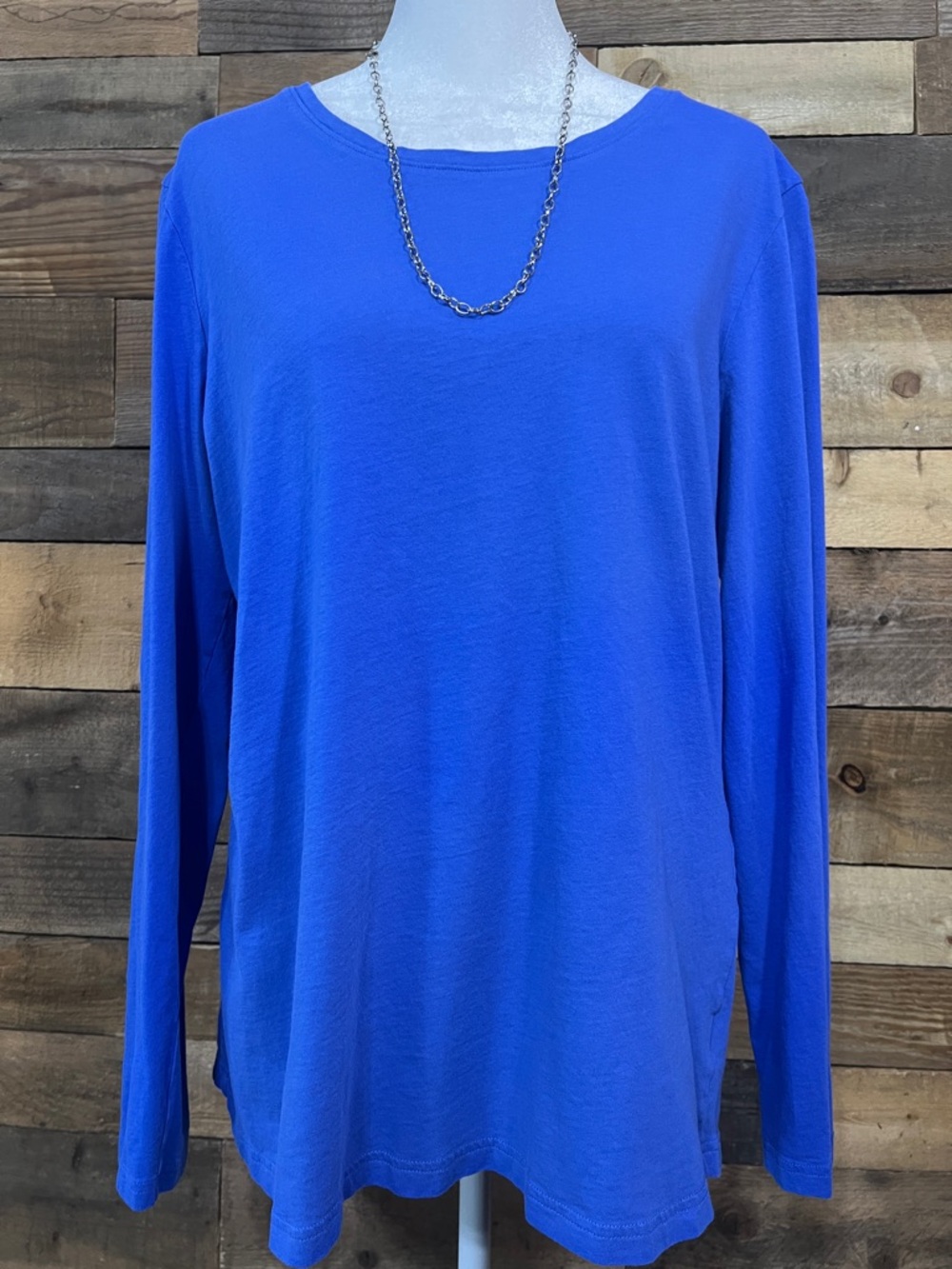Duluth Trading Co. Blue Long Sleeve Crewneck Top